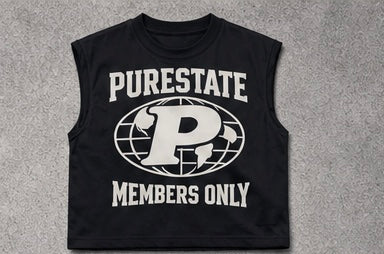 PURESTATE “MEMBERS ONLY” OVERSIZED SLEEVELESS BLACK TEE